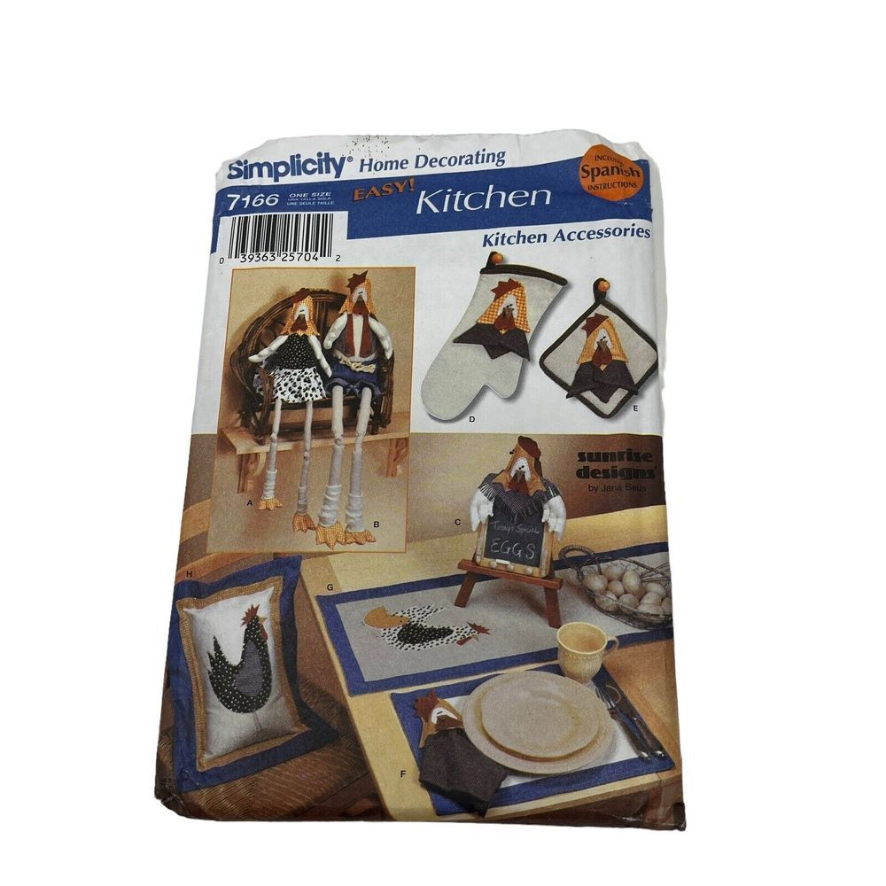 Simplicity Vintage Sewing Pattern 7166 Home Decor Kitchen Chickens‎ UNCUT